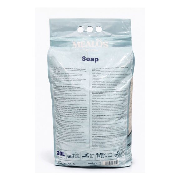 Melos Soap 20 L back ميلوس رمل قطط برائحة الصابون 20 لتر
